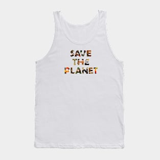 Save The Planet - wildlife oil painting wordart Tank Top